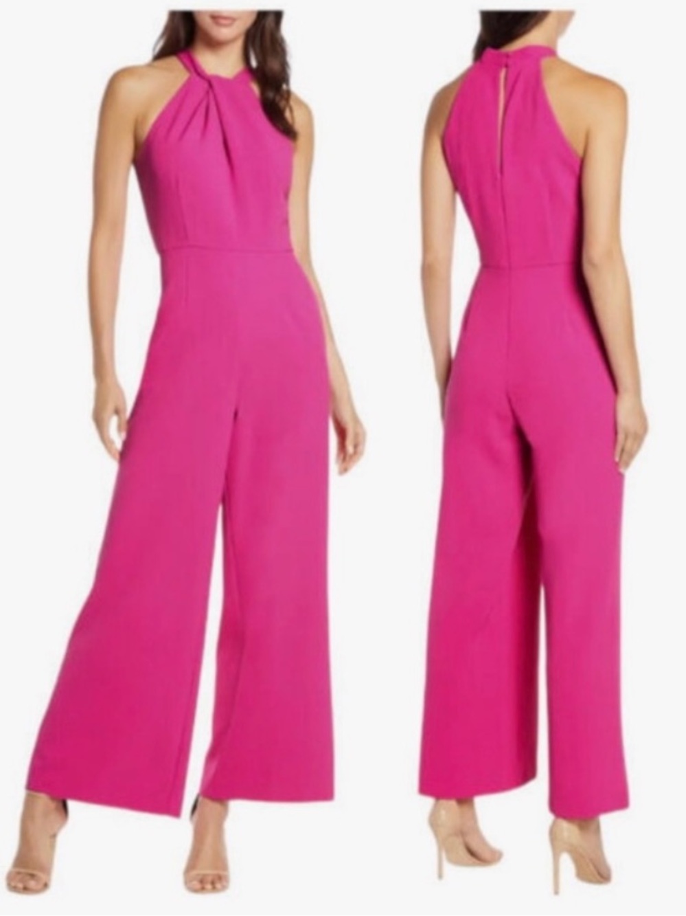 julia jordan Hot Pink Halter Pantsuit Jumper